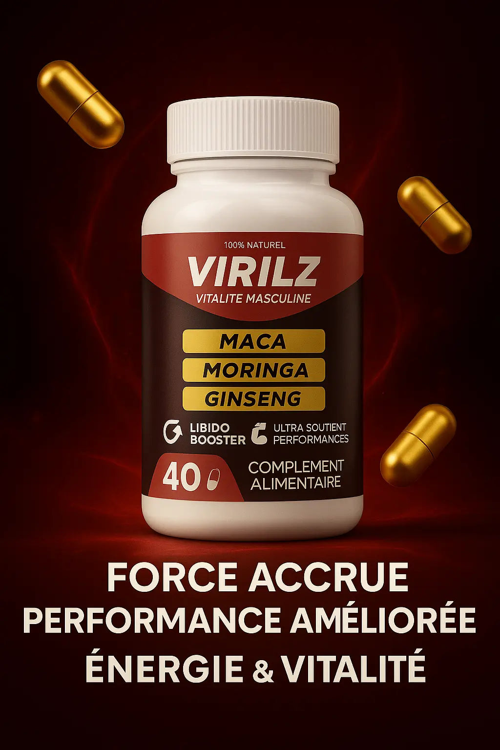 Testo booster libido masculine 40 capsules - vue arrière