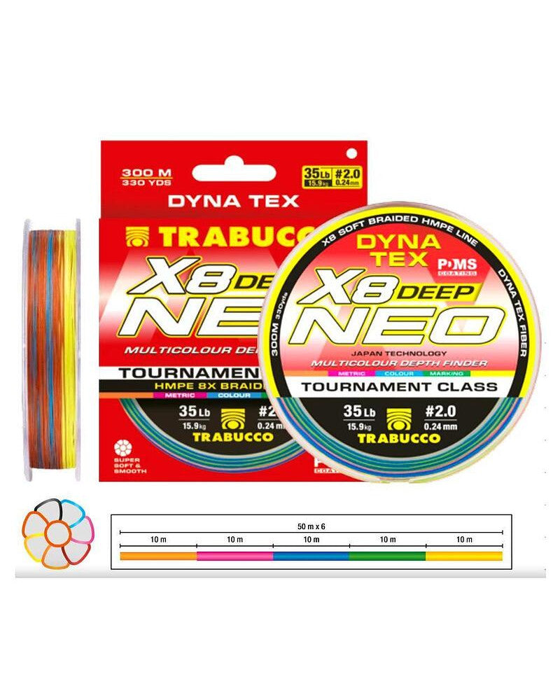 Trabucco Dyna-Tex Neo X8 Deep Tresse De Pêche 300m Multicolore 0.40mm