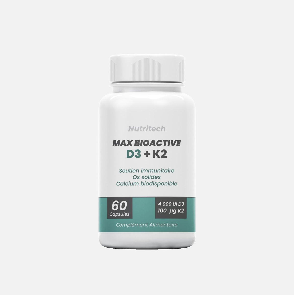 Vitamine D3 et K2 Bioactive 60 capsules santé osseuse