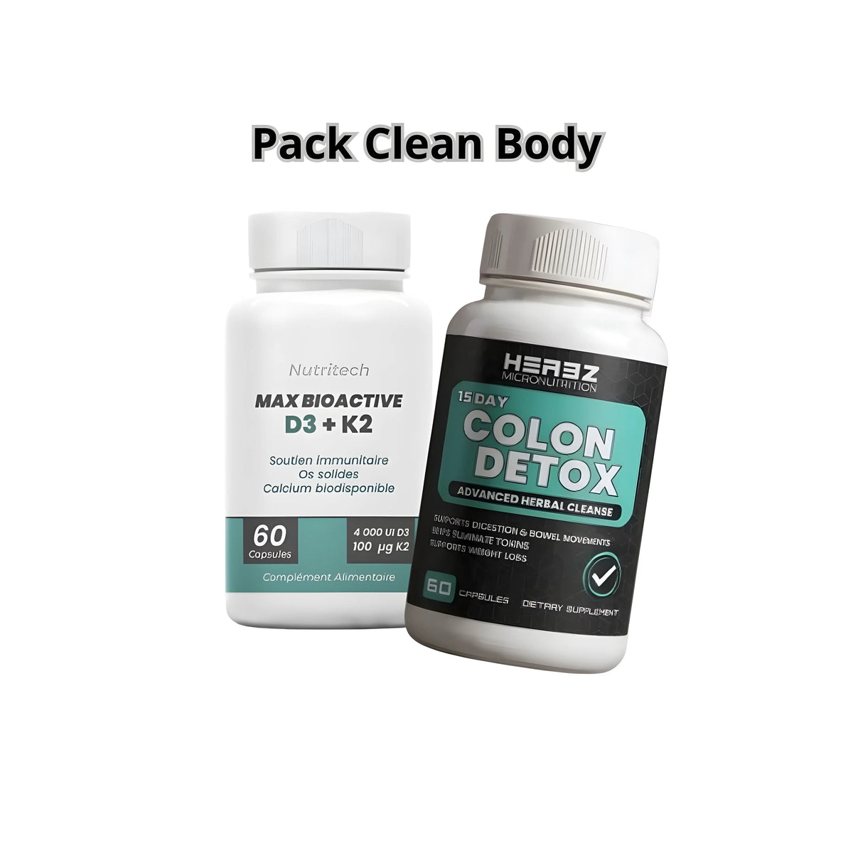 Pack Vitamine D3 K2 et Colon Detox 60 gélules
